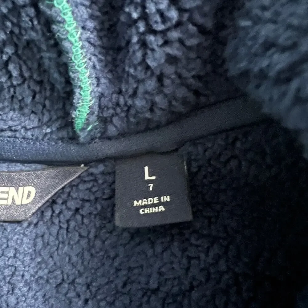 NWOT Lands End Seaglass Teal/Navy Warm Bonded Fleece Jacket - Size Large (7)